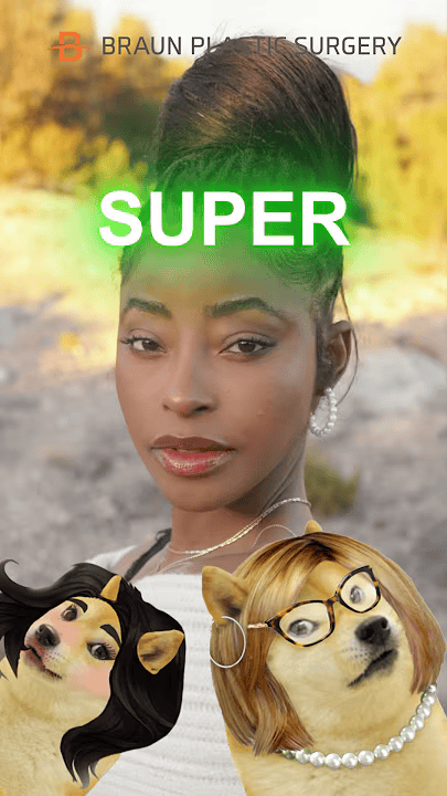 Short video thumbnail featuring a model with creative visual effects